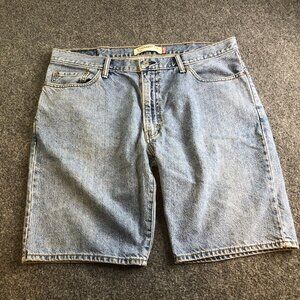 Levis 505 Mens Jean Shorts Jorts 38 Blue Loose Straight Fit Skate Baggy Denim